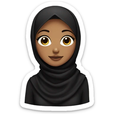 girl with black hijab and eyelashes sticker