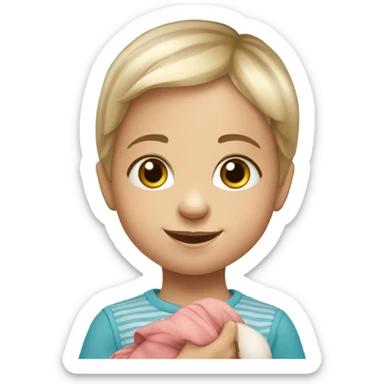 Russian 5 year old child with doll portrait sticker