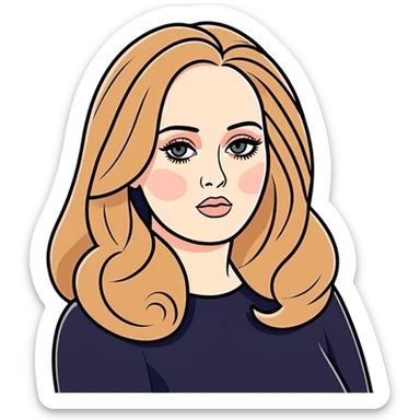 8k, 7000x7000px resolution, clean, smooth, thin lines, ultra detailed, hyperrealism, celebrity, best selling singer, Adele 2023. Glossy appearance, clean thin lines. Perfect makeup, long hair, thinner. sticker