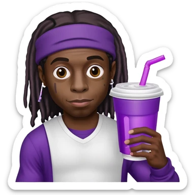 lil wayne holding a double styrofoam cup with purple drink inside sticker