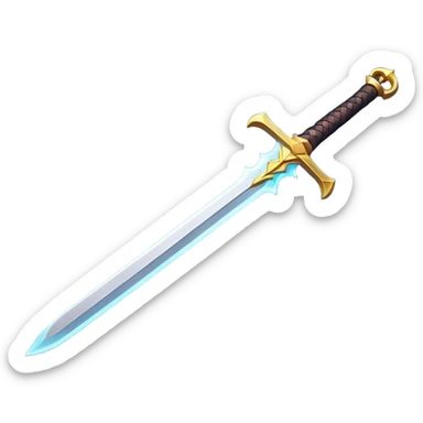 Clash of Clans aesthetic: Cinematic Playful Pixel 3D isometric  Sword Emoji, rendered in a 3D vector-style similar to standard emojis with minimal shading and bold, simplified shapes. A compact, distinct form with signature details, softly glowing with a pixelated adventure charm. Simplified yet unmistakably iconic, highly detailed and consistent, glowing with a soft radiance and high shine. Stylized with a touch of classic pixel-art charm and a soft glowing outline, capturing the essence of a beloved gaming relic with a friendly, playful manner! sticker