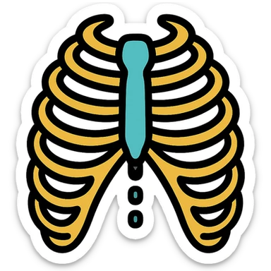 color outline icon of skeleton ribs without head sticker