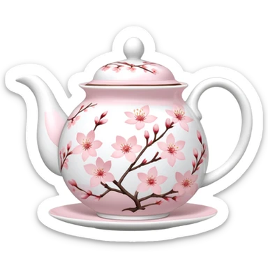 Cute Pastel pink and white Cherry Blossom Sakura Tea Set sticker