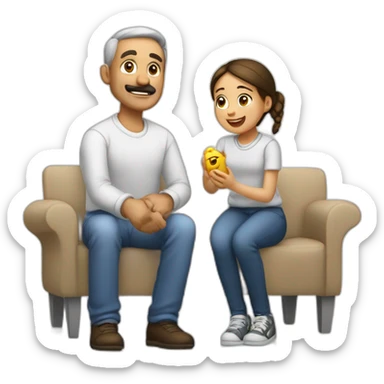 padre e hija disfrutando juntos un juego blancos sticker