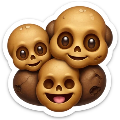 a poop emoji with 3 tiny skulls inside sticker
