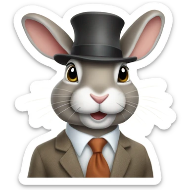 mid-age specialist rabbit with hat sticker