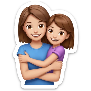Arms crossed holding laughing girl with brown hair  sticker