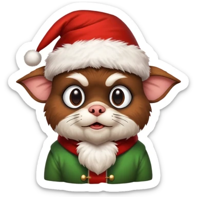 mogwai from the movie gremlins with a santa hat sticker