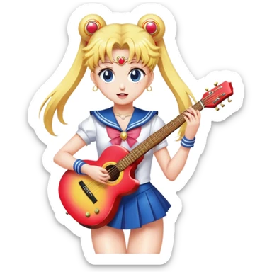Sailor moon playing guitar  sticker