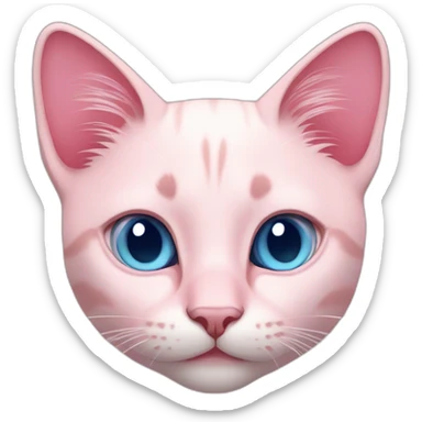 Light pink cat with blue eyes and dark pink nose sticker