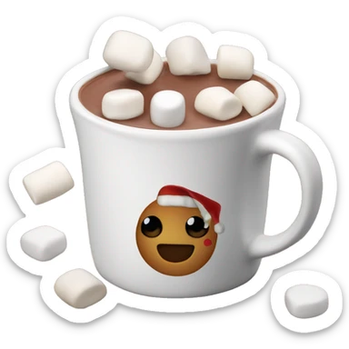 Christmas Mug of hot chocolate with mini marshmallows sticker