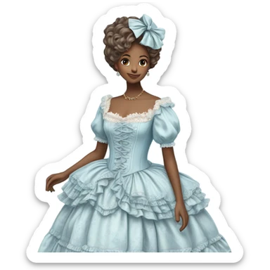 rococo pastel blue dress without human sticker