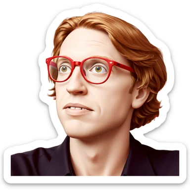 boy with red glasses portrait sticker