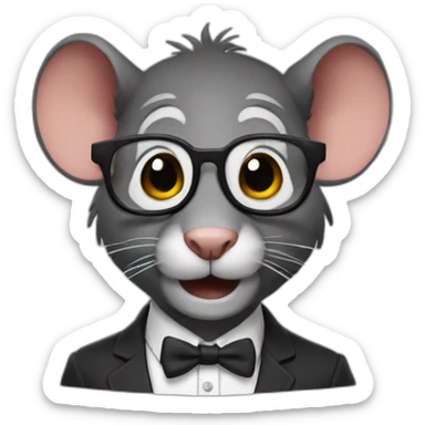 nerd face dark rat sticker