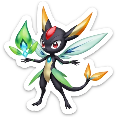 Darkrai-Meloetta-Celebi-Victini-Cresselia-Fakémon-fusion, full body sticker