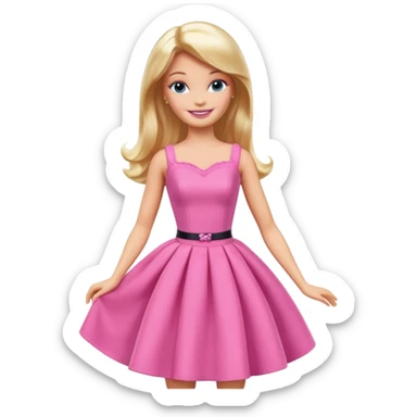 barbie wear pink dress sticker