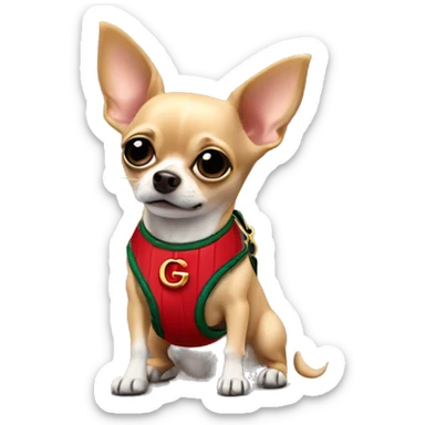 Chihuahua dog with Gucci harness on  sticker