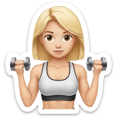 blonde gym girl with dumbells sticker