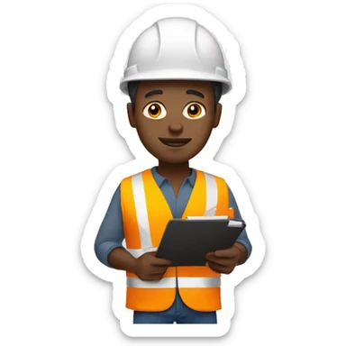 Black man with a hard hat and clipboard  sticker