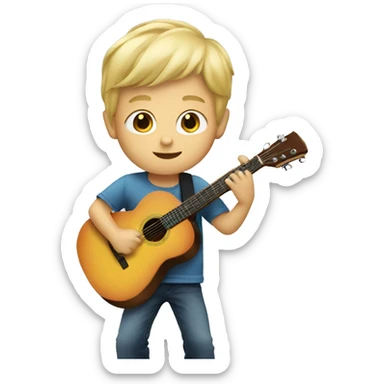 little blonde boy playing guitar  sticker