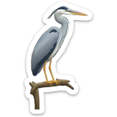 Heron with Yoann tshirt sticker