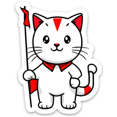 revolutionary communist cat with red flag and soviet uniform sticker