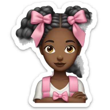 aesthetic black girl holding a Stanley with box braids and a pink bow in her hair  sticker