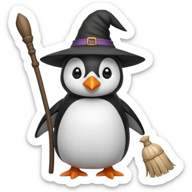 Cadı penguen sticker