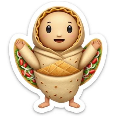 A burrito with arms and legs and no face sticker