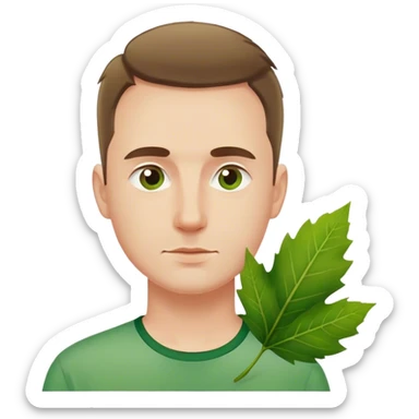polish man in green shirt leaf sticker