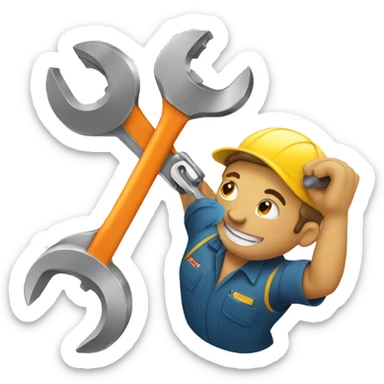 mechanic with wrench smiling sticker