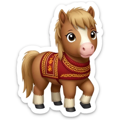 Disney-style, cute Shetland pony wearing a knitted jumper  sticker