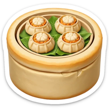 siu mai (a type of dim sum, just 1 cube of white color fish patty wrapped by yellow dough, leaving only the top part unwrapped, shape looks like short cylinder shape) sticker
