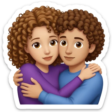 Femme avec cheveux bouclés qui fait un câlin avec un homme aux cheveux bruns sticker