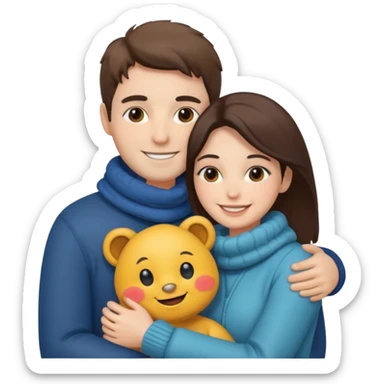 Couple hugs polaroid sticker