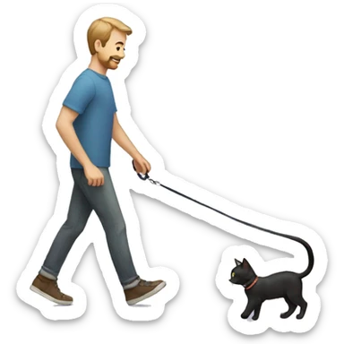man walking a cat on a leash sticker