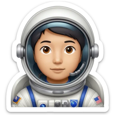 Exercising Asian astronaut ￼ sticker