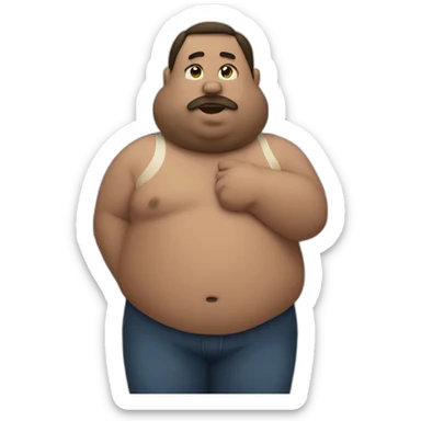 fat man in front of a trans flag sticker