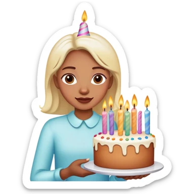 birthday girl with cake sticker