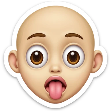 retarded silly face huge eyes tongue out sticker