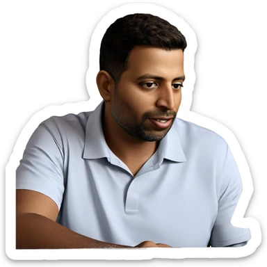 male portrait with cup sticker