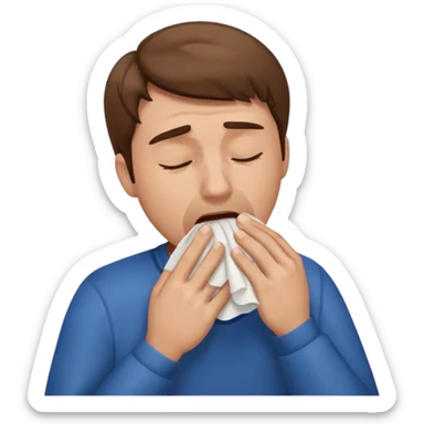 man sneezing into tisue















 sticker
