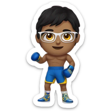 Boy Sri lankan MMA fighter with glases black hair sticker