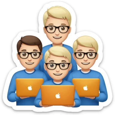 Group of 4 vibe coders, all male and white skinned  sticker