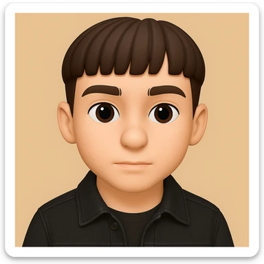 Redress the young man wearing a black denim jacket and make his face slightly narrower. The original style is 3D Emoji, but since 3D Emoji style does not support editing, please keep the 3D Emoji look while making these changes using the general editing style. sticker