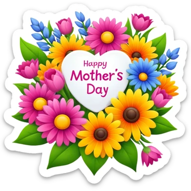 “Happy Mother’s Day” banner with flowers sticker