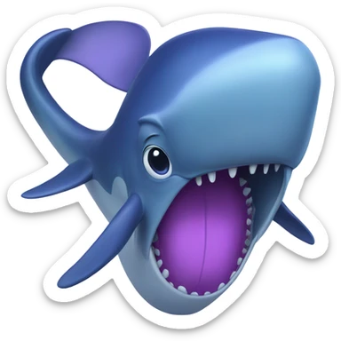 Blue whale purple, open mouth sticker