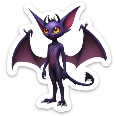  Anthro Kawaii Edgy Cool Vampiric Demonic Beautiful Noivern-Noibat-Litten with big Bat Ears full body sticker