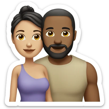 mixed couple , husband has white skin with a beard and wife is black sticker