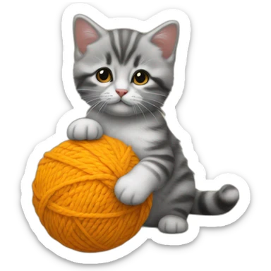 Chaton qui joue avec une pelote de laine sticker